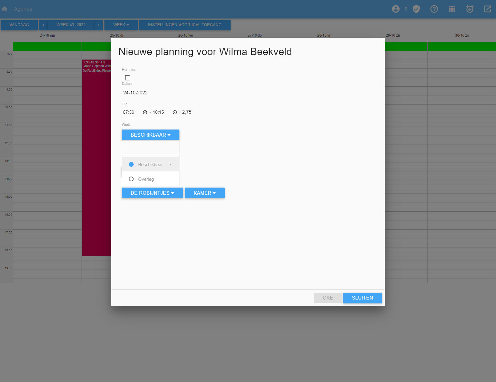 Planning toevoegen